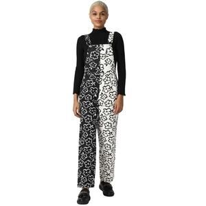 Forever 21 Women’s Color Block Floral Pattern Overalls Black/White Size Medium